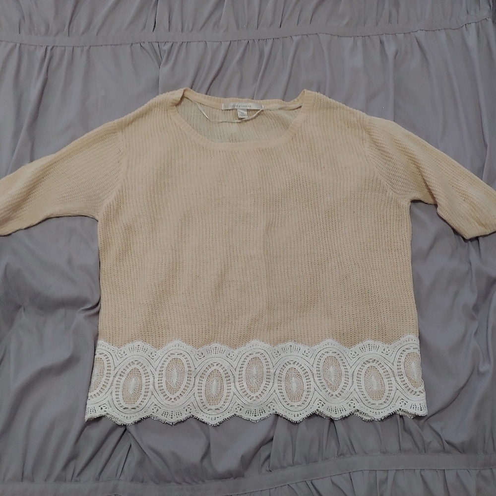 Lauren conrad cream and white cropped sweater